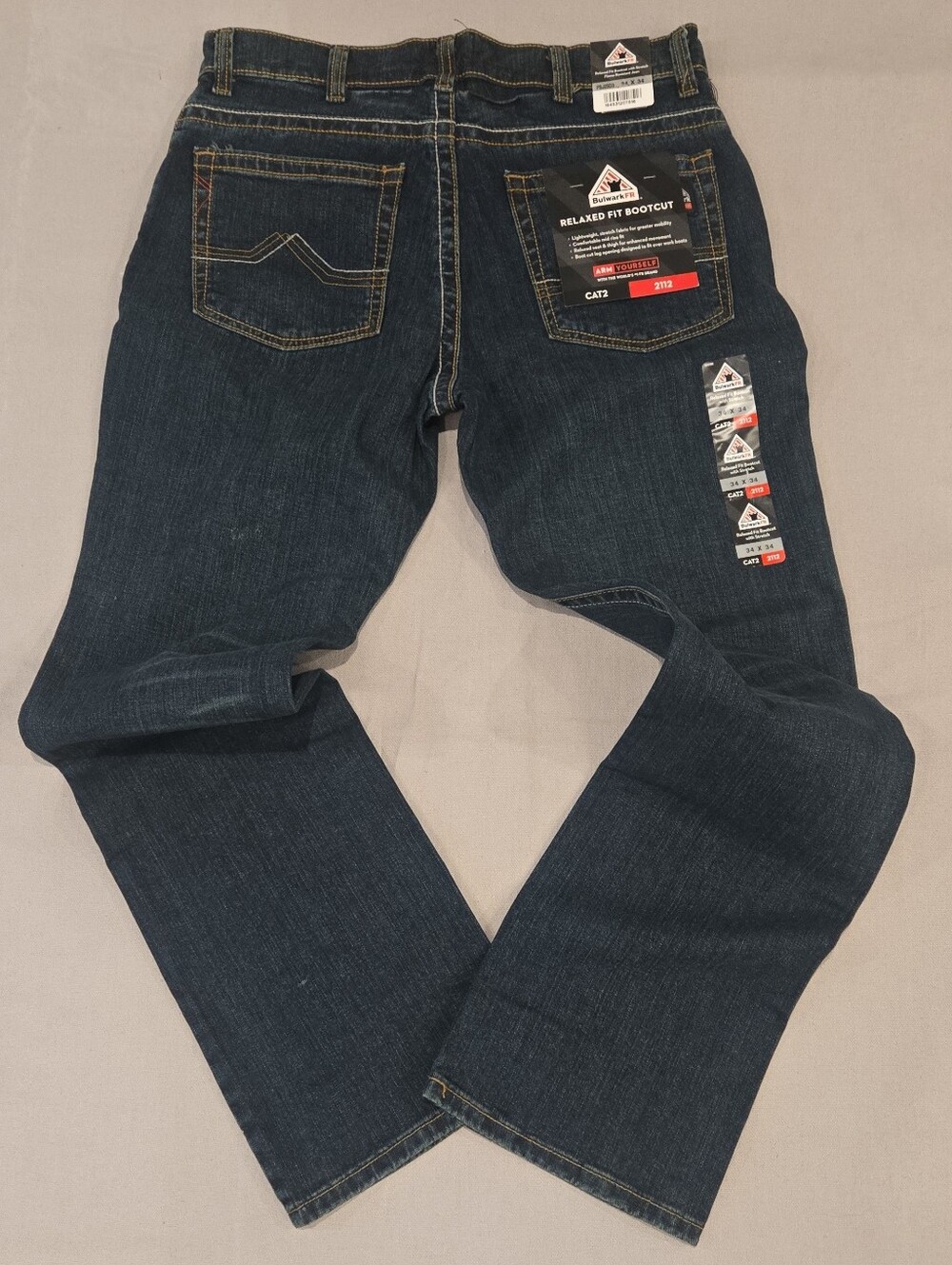 Bulwark FR Relaxed Fit Bootcut Stretch Men's Blue Work Jeans 34X34 New With Tags